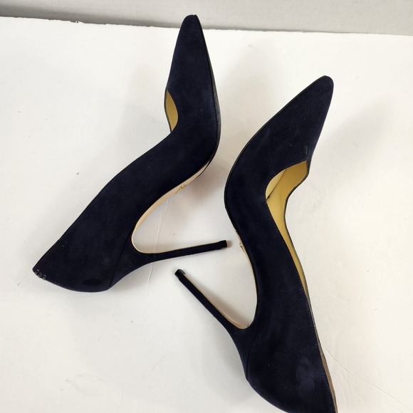 Sarah Flint Perfect Pump 100 Navy Suede Pointed Toe Stiletto Heels Sz 39.5 US 9 - Picture 4 of 12